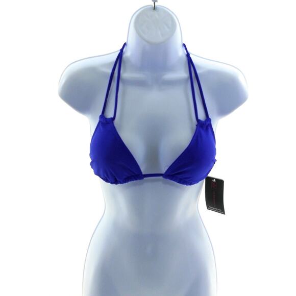 No Boundaries Blue Basic Halter Tie Neck and Back Swim Top Size Small - Picture 1 of 12
